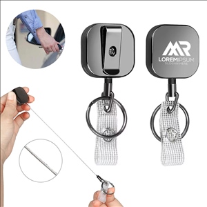 Square Metal Retractable Keychain